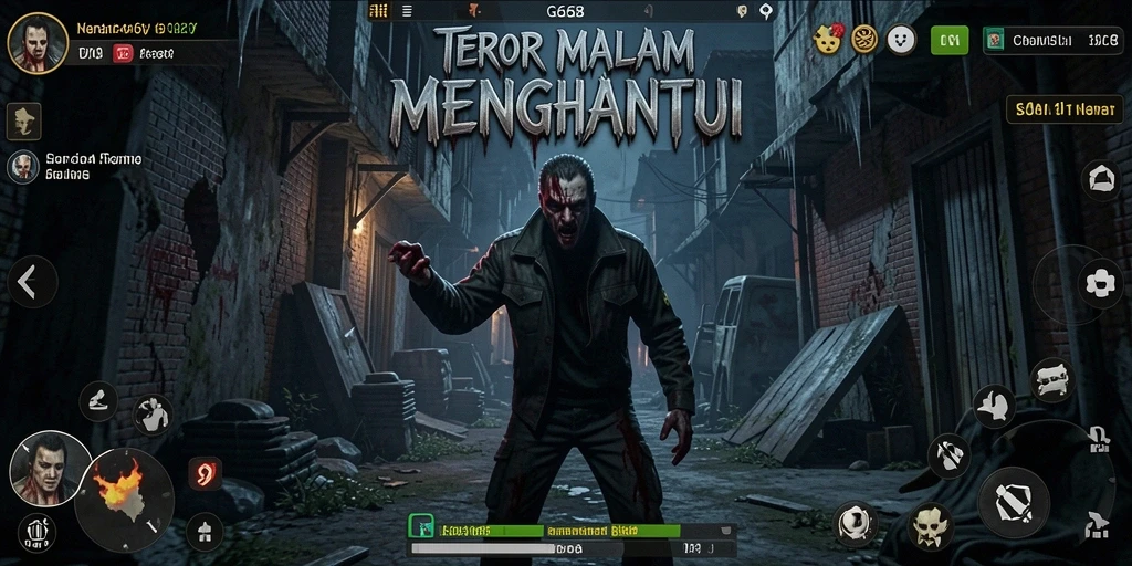 Screenshot G668 menampilkan adegan menyeramkan di dalam rumah berhantu.