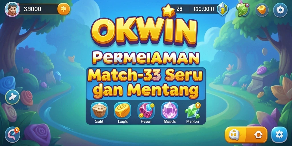 Screenshot gameplay OKWIN menampilkan tingkat kecocokan objek yang menarik.