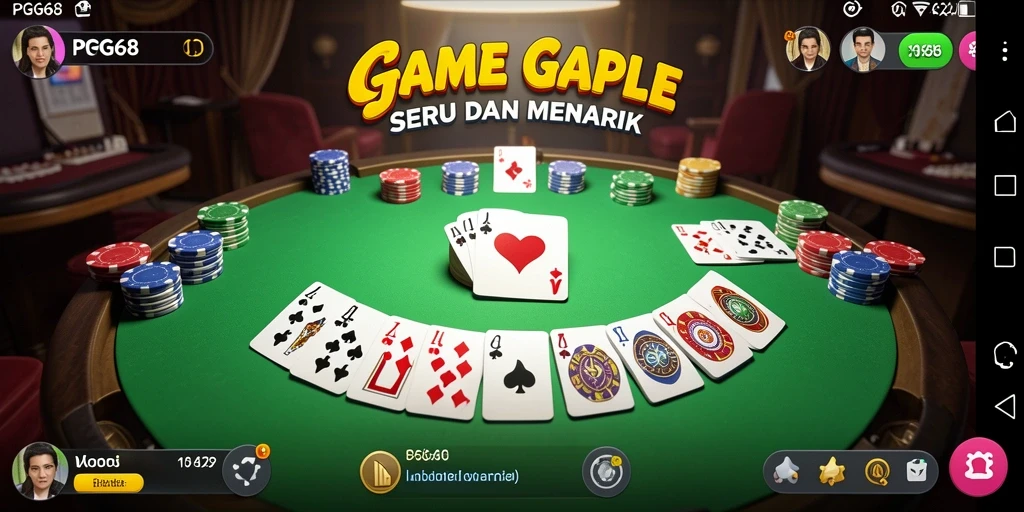 Screenshot utama PGG68 menampilkan gameplay Gaple yang seru.