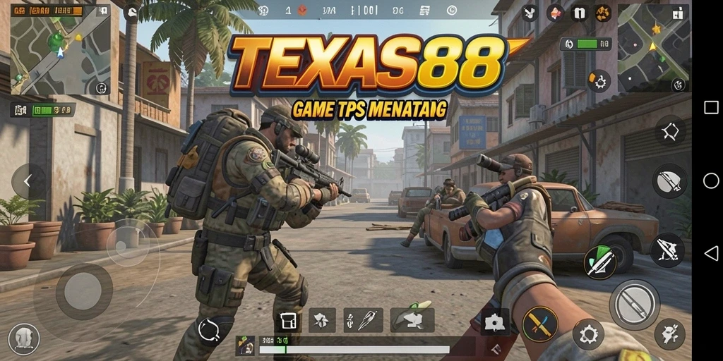 Gameplay menegangkan TEXAS88 dengan aksi tembak-menembak yang intens.